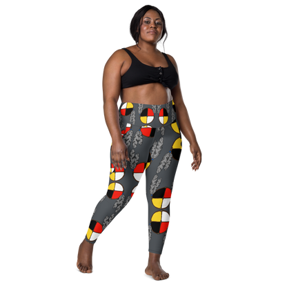 Medicine Wheel Leggings W Pockets - Premium  from KL Creative - Just $65! Shop now at KL CreativeIndigenous, Medicine Wheel, Womenswear Indigenous, Medicine Wheel, WomenswearIndigenous, Medicine Wheel, WomenswearIndigenous, Medicine Wheel, WomenswearIndigenous, Medicine Wheel, Womenswear